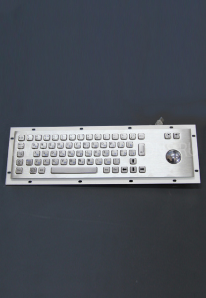 Антивандальная металлическая клавиатура c трекболом (trackball)