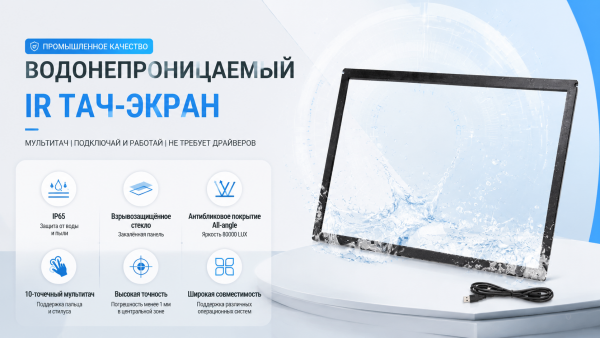 Интерактивная сенсорная инфракрасная рамка 17 со стеклом
