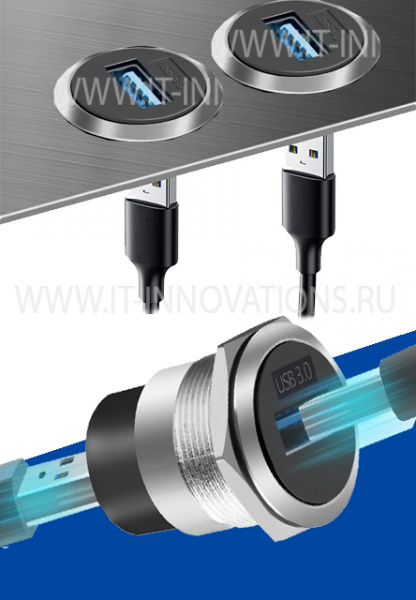 USB 3.0 адаптер, разъем D-типа для монтажа на панели, сквозной разъем USB 3.0, промышленный USB 3.0-порт «мама-мама»