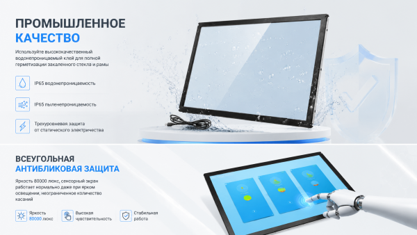 Интерактивная сенсорная инфракрасная рамка 17 со стеклом